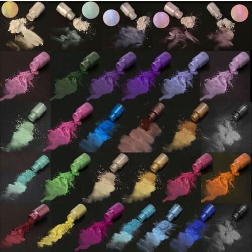30 Colors Mica Pearl Powder Cosmetic Grade Resin Powdered Pigment Hand Soap Making Slime Resin Dye Candle Making 0.35oz
