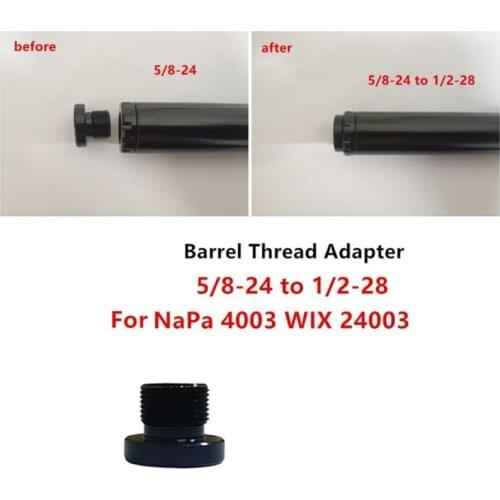 Barrel Thread Adapter 5/8-24 to 1/2-28 Single Core Car Fuel Filter Black Titanium Tube For NaPa 4003 WIX 24003