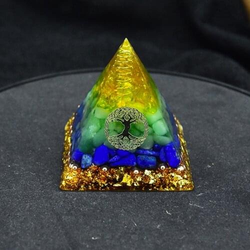 Orgon Pyramid Citrine Aventurine Crystals And Stones Orgonite Pyramids Energy Generator Resin Decorative Craft Jewelry