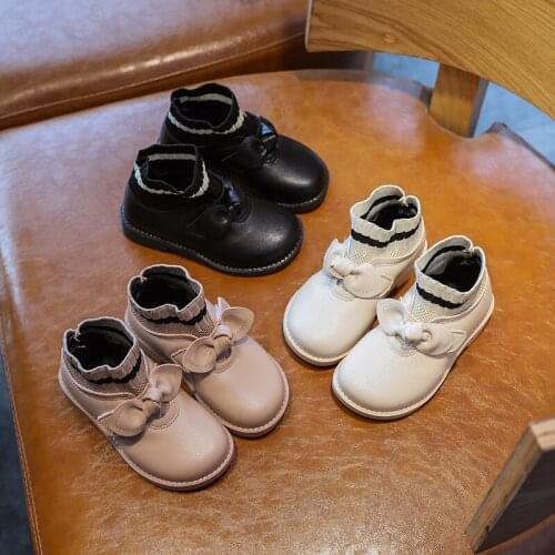 Girls' Boots Single Boots Little Girls' Princess Boots Childrens Soft Leather Bow Boots Girl Shoes Baby Girl Boots Boy Shoes