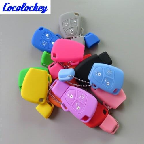 Cocolockey Silicone Car Key Cover Rubber Key Fob Case Holder Fit for MB A CLASS W169 B C E S R C200E 260L GLK300 NO LOGO