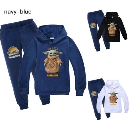 Baby Yoda The Mandalorian Jackets Two Piece Set Blue Pants Little Girl Clothes Outfits Teenage Girls Clothing The Boy Suit