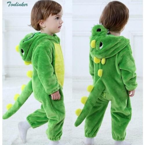 2018 Infant Cosplay Dinosaur Romper Baby Boys Girls Jumpsuit New born Clothing Hooded Toddler Clothes Cute Romper Baby Costumes