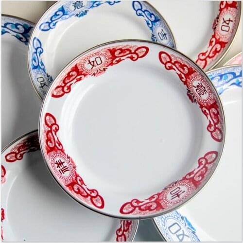 Retro enamel dish, enamel dish, snack dish, fruit plate