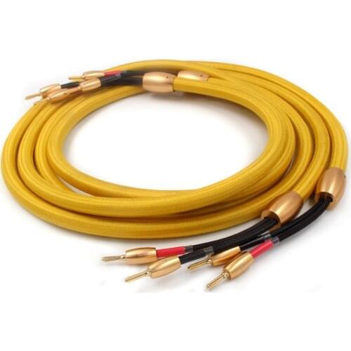 Pair Accuphase audio speaker cable hifi loudspeaker cable with 24k Gold plated banana plug