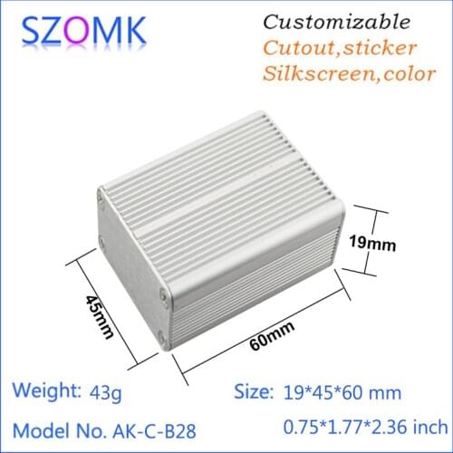 1 piece, 19*45*60mm power supply small aluminum enclosure for electronics szomk pcb aluminum extrusion distribution project case