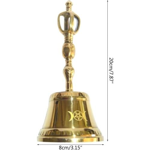 Brass Hand Bell Altar Star Triple Moon Ritual Brass Bells Wiccan Prop Ceremony Divination Astrology Tool Witchcraft Supplies