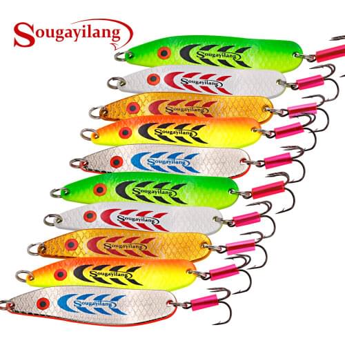 Sougayilang Metal Hard Lure Spinner Spoon 5 colors Fishing Lure Artificial Popper Bait Crank Shark Bait