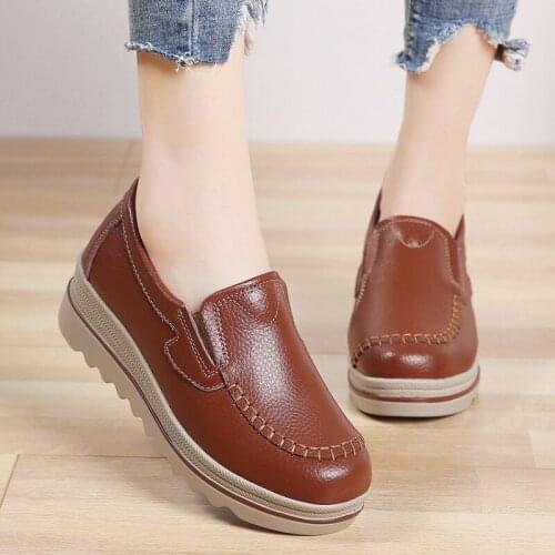 Spring Summer Women Flats Shoes Platform Sneakers Moccasins Casual Shoes Womens Slip On Flats Genuine Leather Ladies Loaferss4