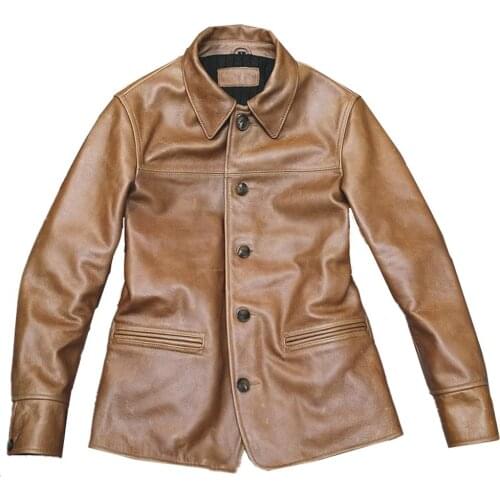 Japanese Style Mens Cowhide Jacket Automotive Batik Fashion Real Leather Trench Coats For Men Gold Color 5XL Windbreaker Luxury