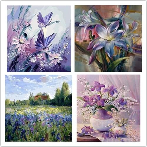 DIY Painting By Numbers Landscape flower Oil Painting Home Decor HandPainted Canvas Drawing Gift