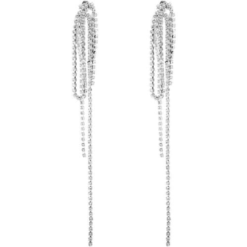 New Earrings Fashion Jewelry Chain Crystal Tassel Temperament Long Exaggerated Earrings Wholesale Earrings For Women