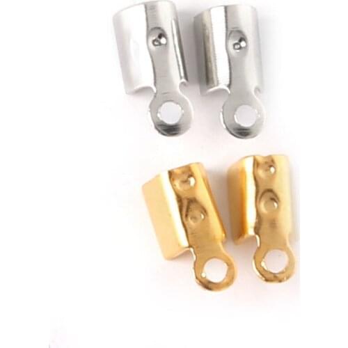 Hot Sale 500Pcs/lot Gold/Rhodium Plated Necklace Cord Crimp End Caps 4x8mm For DIY Jewelry Findings & Components
