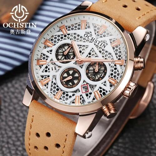 OCHSTIN Luxury Brand 2019 For Men Unique Skeleton Sport Watch Clock Wristwatch Quartz Male Bussiness hand Watches Gifts original