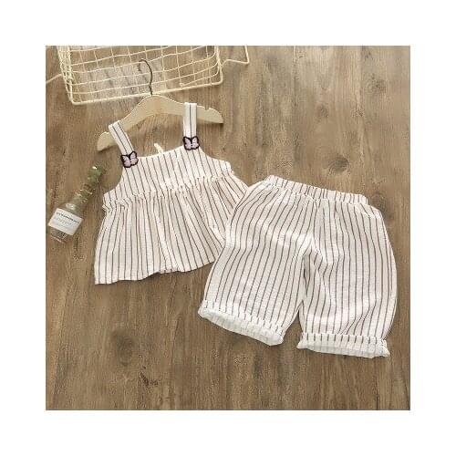 Baby Girl Clothes Kids Girls Clothing Set Summer New Baby Strap Shirt+casual Shorts 2pcs Suit Toddler Girls Lovely Plaid Blouse