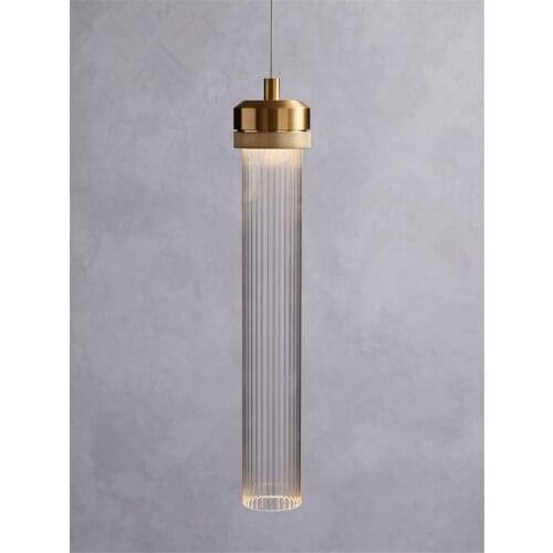 Nordic Pendant Lights Metal High and Low Adjustable Straight Striped Glass Tube Modern Minimalist Creative Hanging Fixtures