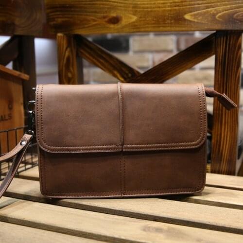 REJS LANGT Casual Mens Clutch Pu Leather Wallet Office Work Business Zipper Pruse Retro Simple Design Male Bag Shopping