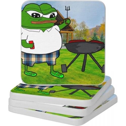 Rare Pepe Grilling Barbeque Natural Diatomite Square Round Shape Coaster Eco-friendly Cup Bonsai Mat Soap Toothbrush Pad 10x10cm