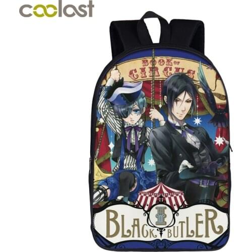 Japanese Anime Black Butler Backpack Women Casual Bag Teenage Ciel / Sebastian Boys Girls Cartoon Backpack Children School Bags
