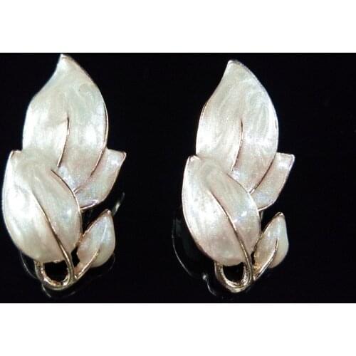 SEA MEW 20 PCS 19*38mm Fashion Metal Alloy KC Gold Drops Of Glaze Leaves Pendant Connectors Charm For Jewelry Making