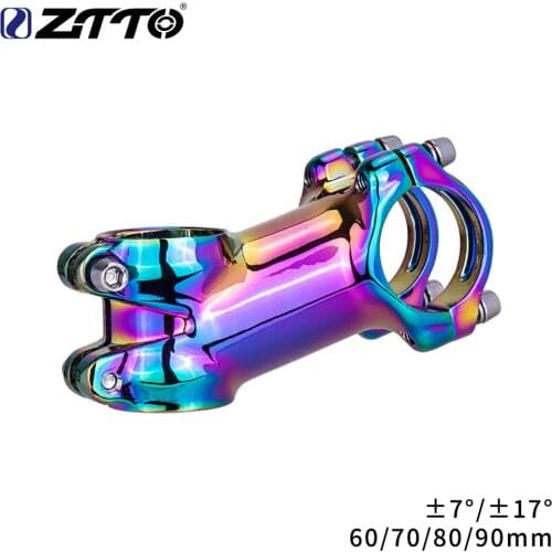 ZTTO Rainbow MTB/Road Bike Polished Stem 7° 17° 7 Degree 60 70 80 90 mm High-Strength Lightweight Fit 31.8mm Handlebar XC AM