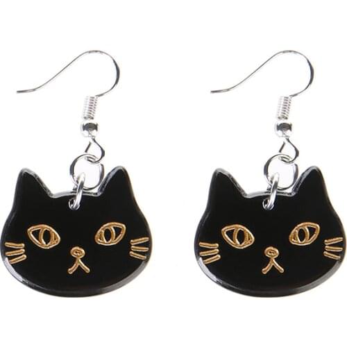 1Pair Lovely Luna Cat Acrylic Drop Earrings For Women Girls Cute Colorful Japan Cartoon Dangle Earrings Fashion Jewelry