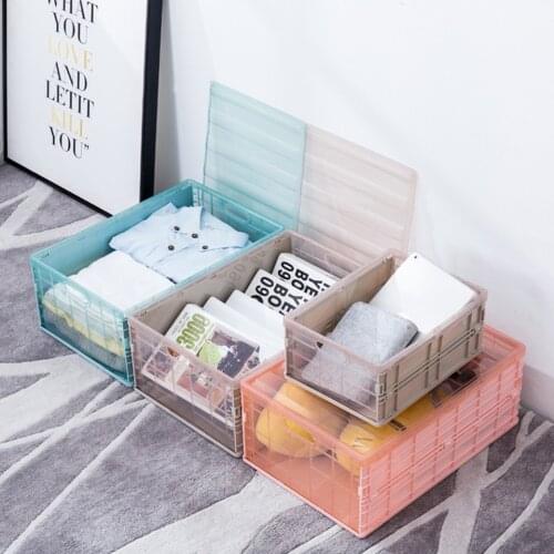 Collapsible Plastic Storage Box Basket Folding Case Crate Boxes Utility Cosmetic Container Desktop Holder Home Multi-scene Use