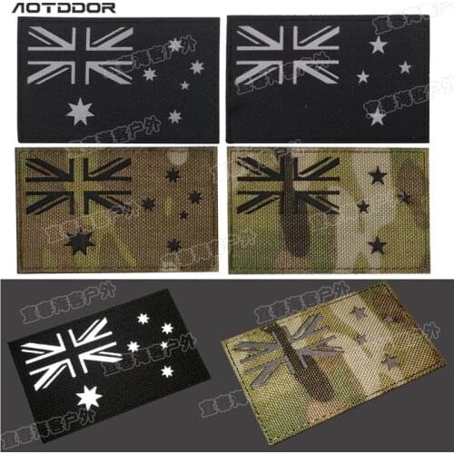 IR Reflective Australia New Zealand Flag Embroidered Patches Tactical Military Patches Australian Flags Embroidery Badges