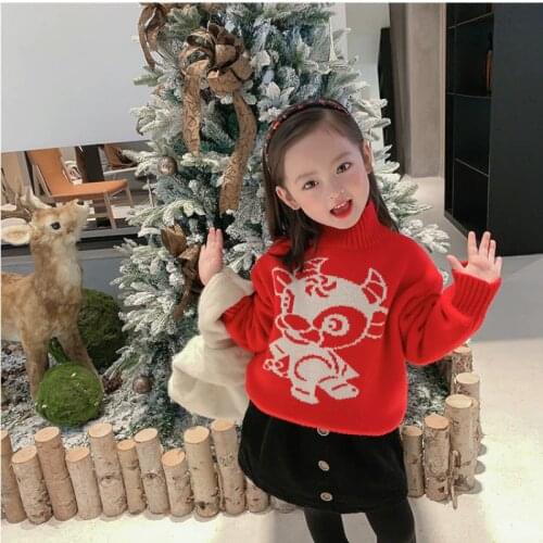 Girls Sweater Babys Coat Outwear 2021 Cartoon Thicken Warm Winter Autumn Knitting Casual Pullover Top Cotton Childrens Clothin