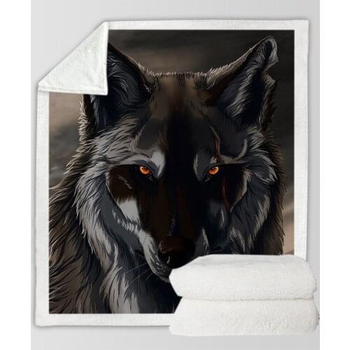 3D Cartoon Wolf Digital Printing Warm Blanket Adult Children Cotton Velvet Thick Blanket 130*150 Cm 150*200 Cm