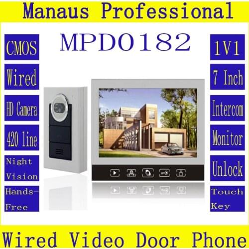 7'' Color Display Touch Keypad Screen 1V1 Handfree Video intercom Motion detector action with Camera Support to 32G SDCard D182b