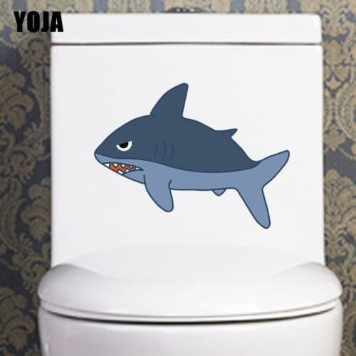 YOJA 24*16.3CM Creative Cartoon Shark Toilet Decal Home Decor Wall Sticker T3-1012