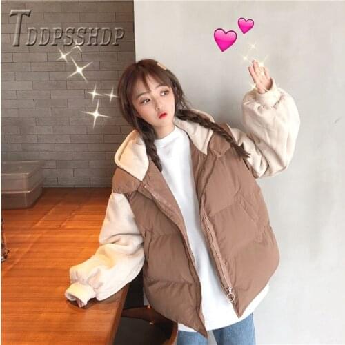 2019 Coats Hooded Ladies Coats Hongkong Style Sweet Women Basic Jackets Winter Womens Parka