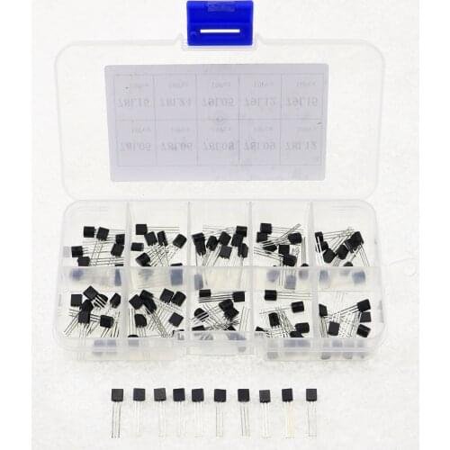 100pcs Voltage Regulator Triodes TO-92 Assortment Box Kit 78L05 78L06 78L08 78L09 78L12 78L15 79L05 79L12 79L15 LM317