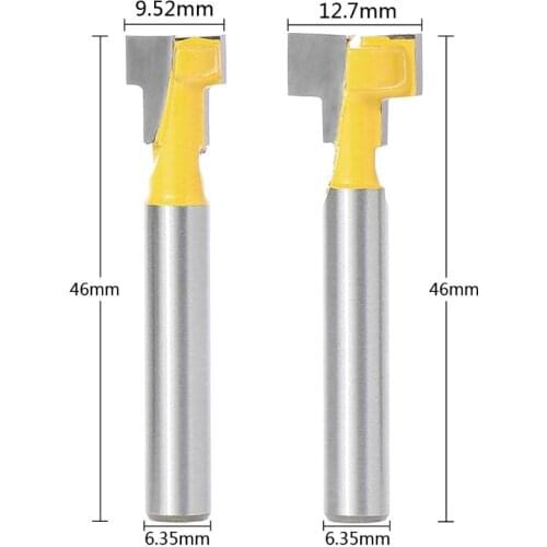 2020 New 2 Pcs 1/4'' Shank Yellow T-Slot Cutter Router Bit Set for 3/8'' & 1/2'' Hex Bolt