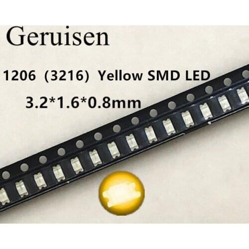 200PCS Free Shipping SMD 1206 LED YELLOW Ultra Bright SMD LEDs 1206 yellow 1206 Diodes light-emitting diodes 580-590nm 3.2*1.6mm