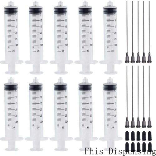 30ml Luer Lock Syringe and 16G Blunt Tip Needle Fill 10cm Long For Liquid Dispenser Adhesive Glue ink Pack of 5