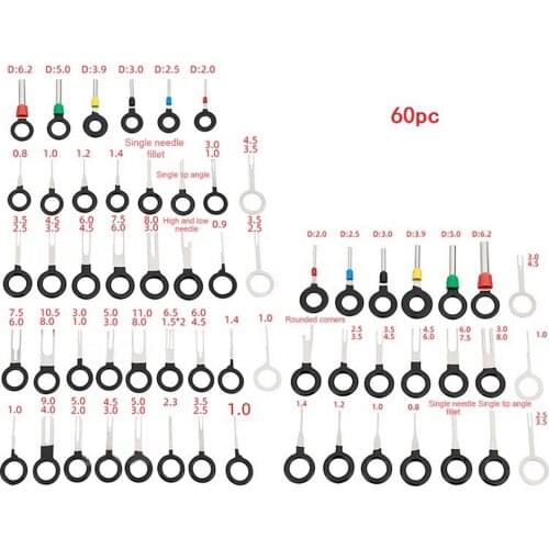 60pcs Car Terminal Ejector Kit Removal Tool Wire Plug Connector Extractor Pull Release Pin Electrical Wiring Crimp Connector Pin