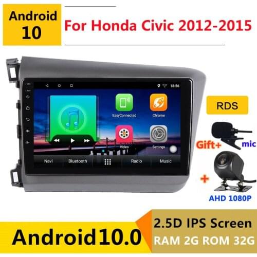 9 inch Android 10 Car DVD Multimedia Player GPS For honda civic 2012 2013 2014 2015 audio auto radio stereo navigation