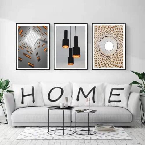 Architecture Landscape Nordic Bedroom Background Wall Combination Mural Modern Minimalist Living Room Decoration Painting