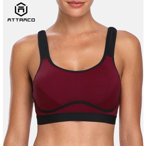 Attraco Womens Sports Bra Hight Impact Padded Support Yoga Bra Breathable Fitness Workout Racerback Sports Top
