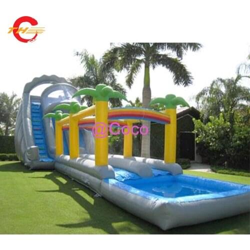 Free ship to sea port!12x4.5m-40x15ft inflatable water slides,commercial inflatable bounce slide slip with pool, free air blower