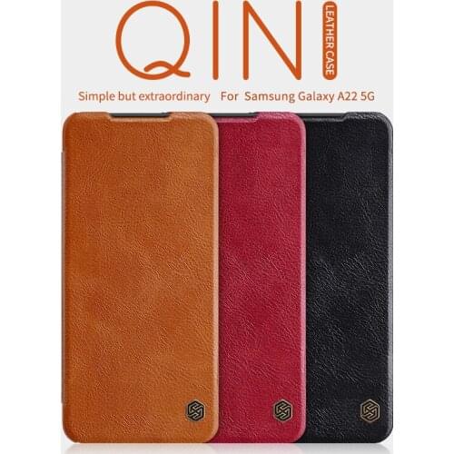 NILLKIN Qin Case For Samsung A22 LTE Leather Card Slot Flip Cover Phone Fundas for Samsung Galaxy A22 4G / 5G Wallet Book Cases