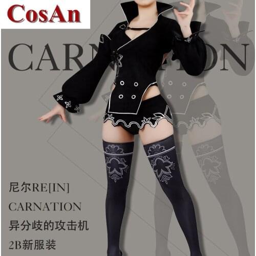 Hot Game NieR:Automata 2B Cosplay Costume High Quality Lovely Black Combat Uniform Activity Party Role Play Clothing Custom-Make
