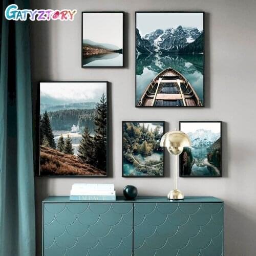 GATYZTORY Paint By Numbers For Adults Landscape Picture On Canvas Lake Woods Coloring By Numbers Acrylic paints Home Decor