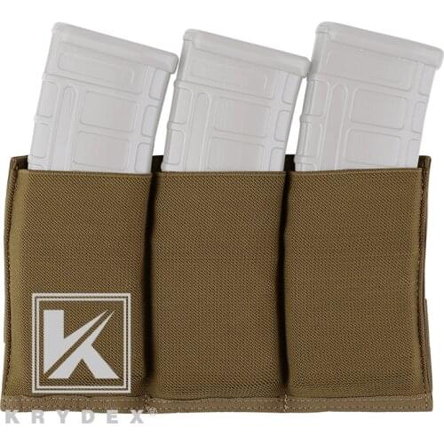 KRYDEX CB Triple Magazine Holster Tactical High Speed Triple Open Top 5.56 Rifle Magazine Pouch Fast Draw MOLLE / PALS Holster