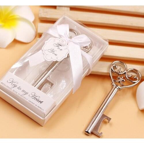 Hot selling Heart Bottle Opener in White Gift box 100PCS peculiar new 'key to my heart' Bottle Opener wedding favor LX4694