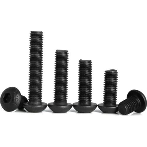 M2 M2.5 M3 M4 M5 M6 M8 Hex Button Socket Head Cap Screw Hexagon Mushroom Metric Thread Machine Bolt Alloy Black 10.9 Class