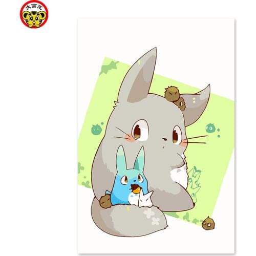 Painting by numbers art paint by number small movie magic meeting Hayao Miyazaki Totoro drawing picture by numbers on canvas