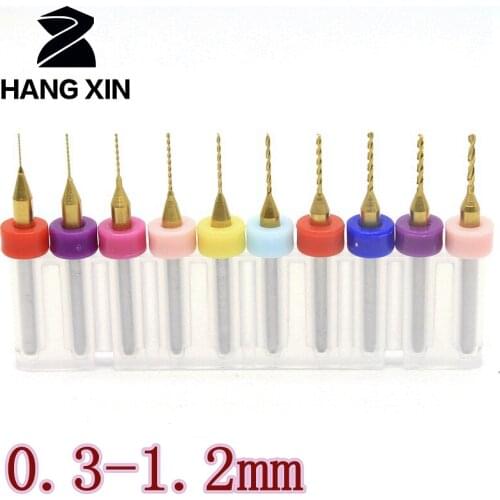 HANGXIN 0.3-1.2mm Carbide PCB Bit Set 10PCS Metal Drill Milling Cutter Countersink CNC Drilling Woodworking Tools